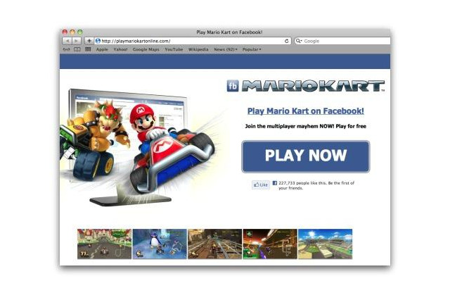 フェイスブックで『マリオカート』が遊べると騙るスパムにご注意 画像