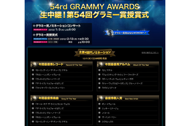 グラミー賞ノミネート発表！　レディ・ガガvsアデルの女性対決に注目 画像