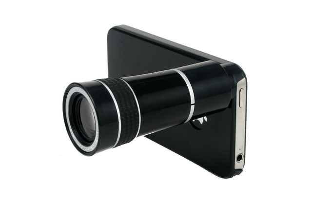 iPhone・スマホ・携帯電話で使えるカバー・ホルダー・三脚付き10倍望遠レンズ 画像