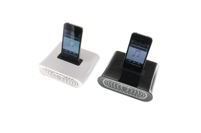 電源不要でiPhone・iPod touchの再生音を3倍に！ 充電スタンドにもなるパッシブスピーカー 画像