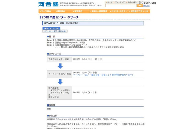 【センター試験】河合塾「2012年度センター・リサーチ」 画像