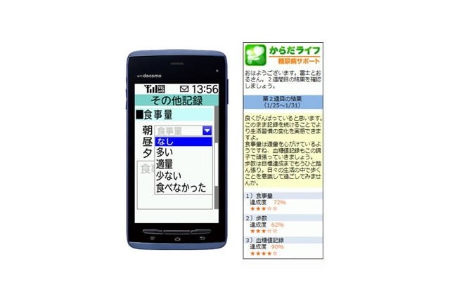 富士通、携帯電話による患者支援「からだライフ糖尿病サポート」に無料コース追加 画像