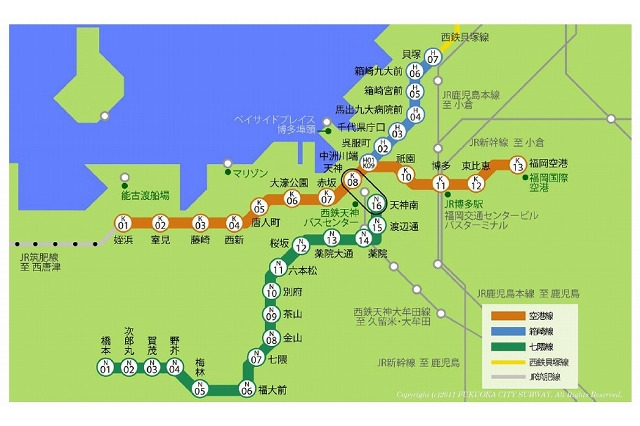 福岡市地下鉄、駅構内で公衆無線LAN「au Wi-Fi SPOT」とWiMAXの提供を開始 画像