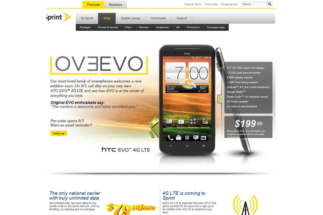 Sprint、「HTC EVO 4G LTE」を正式発表！ 同社初のLTE対応端末 画像