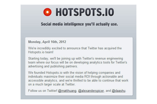 Twitterがソーシャルメディア分析の「Hotspots.Io」を買収 画像