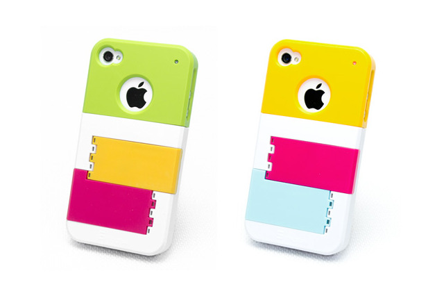 縦・横両方で置けるスタンド付きiPhoneケース……パステルカラーのポップなデザイン 画像