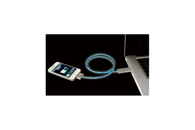 光の流れる速さでスマホの充電状況を知らせる充電・データ転送用ケーブル……iPhone用も 画像