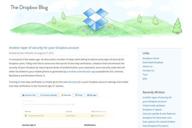 Dropbox、ユーザー情報の流出受け、セキュリティを強化 画像