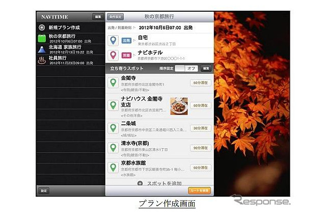 旅のプランニングができるiPadアプリ　ナビタイム 画像