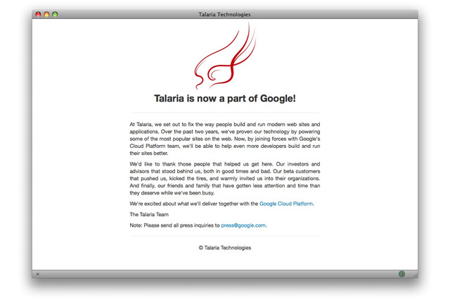 GoogleがウェブアプリケーションサーバのTalariaを買収 クラウド強化へ 画像
