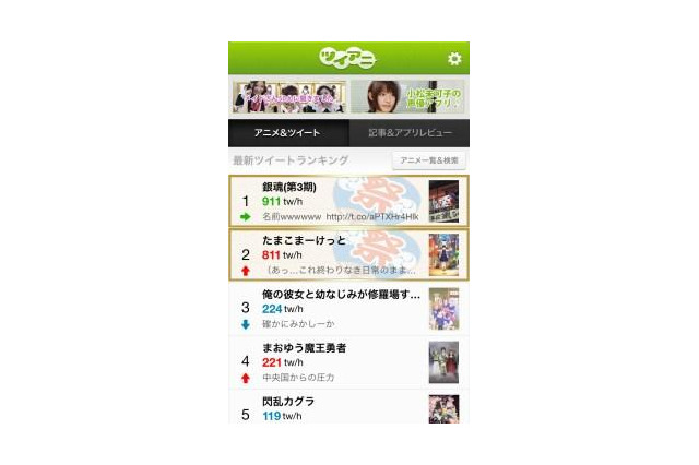 アニメとTwitterに特化：スマホ向けアプリ「ツイアニ」　　メディアファクトリーが開発 画像