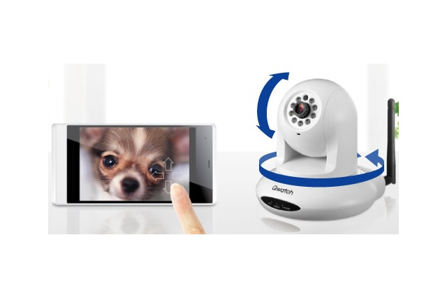 レンズの向き・ズームがスマホで遠隔操作可能、留守宅を撮影できるネットワークカメラ 画像