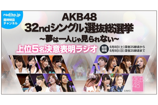 AKB48総選挙が終わったら……上位5名のインタビュー音声を「radiko.jp」が独占配信 画像
