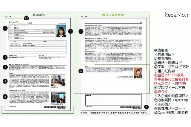 就活のエントリーシートをWeb化 OpenES 画像