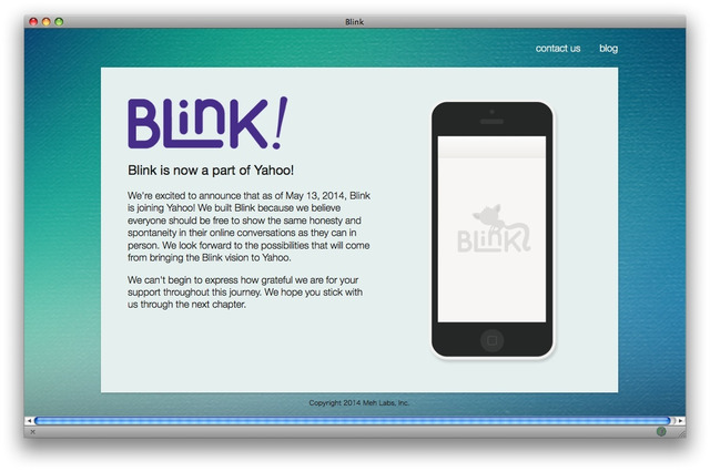 Yahoo！が自動消滅型メッセージングサービス「Blink」を傘下に 画像