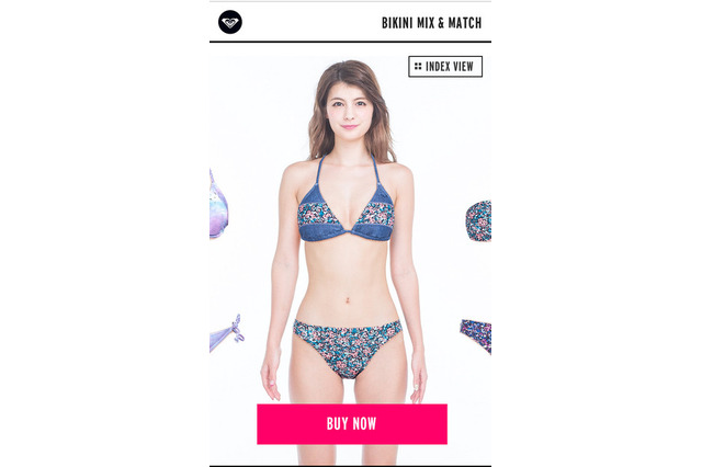 モデルのビキニをスワイプすると…。着こなしシミュレーション 画像