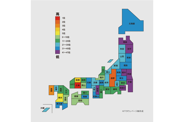 NTTタウンページが防犯に関する都道府県別ランキングを発表 画像
