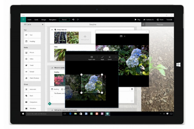 マイクロソフト、Office新製品「Sway」提供開始……Webに特化したコンテンツ作成が可能 画像