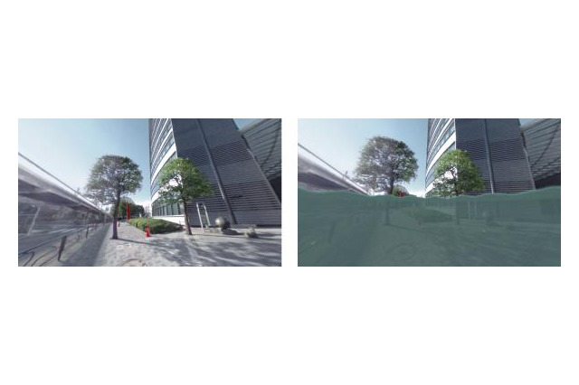 浸水状況を仮想体験できる凸版印刷の「VRscope for ハザード」 画像