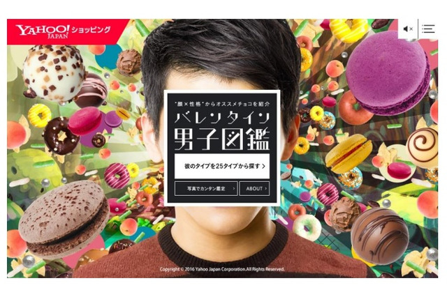 男性の顔写真からピッタリなチョコを診断する「バレンタイン男子図鑑」……ヤフー 画像