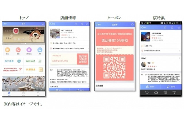 JTBグループ、中国人の訪日旅行者向け観光アプリ 画像