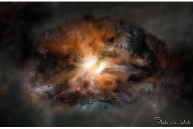 国立天文台、宇宙で最も明るい銀河で激しい乱気流を観測 画像
