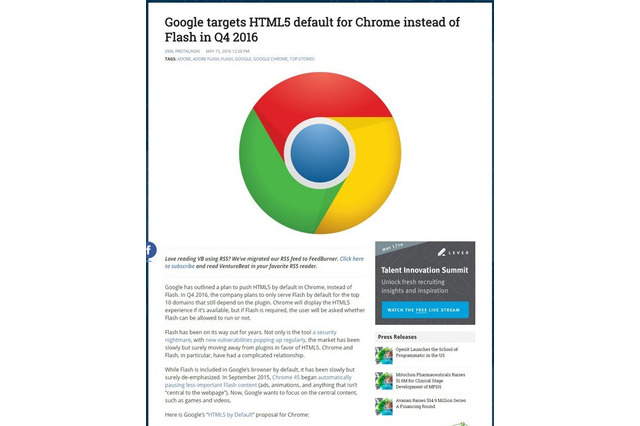 影響はどこまで? Google、ChromeでFlashをデフォルトで無効に 画像