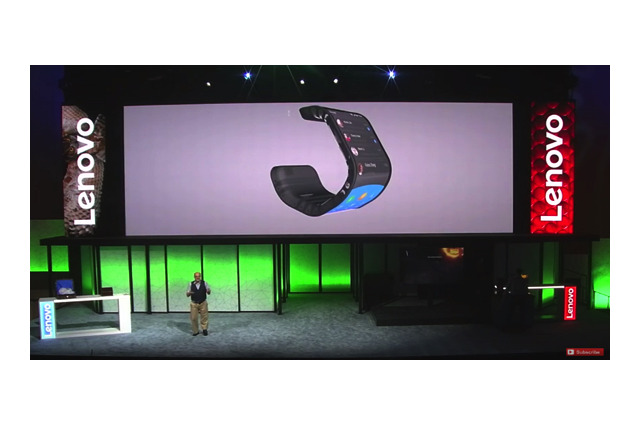 Lenovo、グニャリと折り曲げ可能なスマホやタブレットを披露 画像