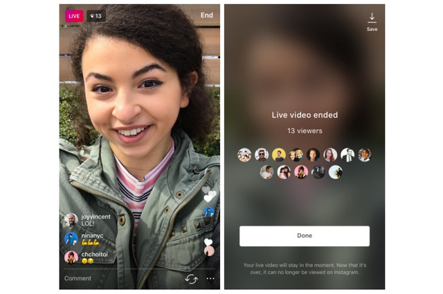 Instagram、ライブビデオの保存が可能に 画像