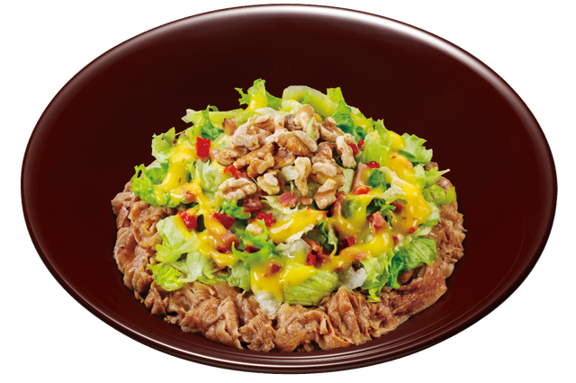 すき家、特製ハニーマスタード&くるみ使用した「ハニマスレタス牛丼」新発売 画像