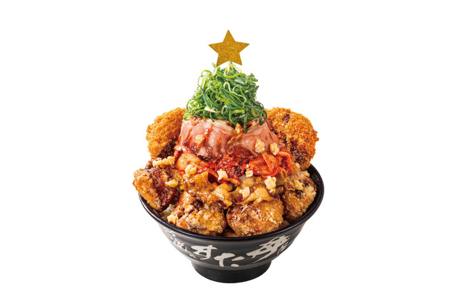 今年は総重量約1.2kgで標高約250mm!すた丼名物「ツリーすた丼」クリスマス限定販売 画像