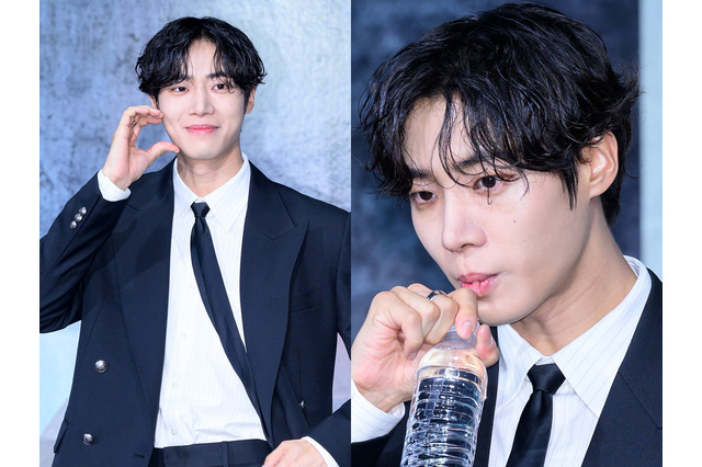 濡れ髪×スーツの破壊力…“186cmの圧倒的比率”チュ・ヨンウ、ベテラン陣に並ぶ存在感【独自写真】 画像