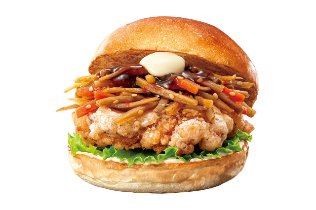 ごぼうと肉の旨み広がる！ロッテリア、“鶏ごぼう”＆“牛カルビごぼう”の和風バーガーが登場 画像