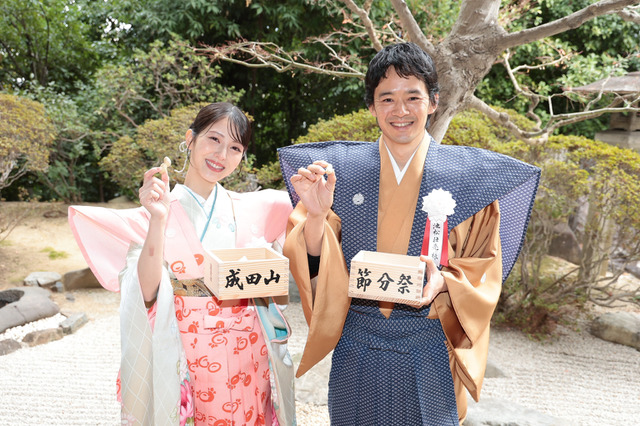 大河ドラマ『豊臣兄弟！』池松壮亮＆浜辺美波、“秀吉と寧々のゆかりの地”の節分祭で豆まき！「たくさん福をもらうことができました」 画像