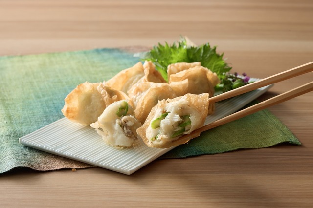 「道産アスパラと帆立の揚げワンタン」1,944円