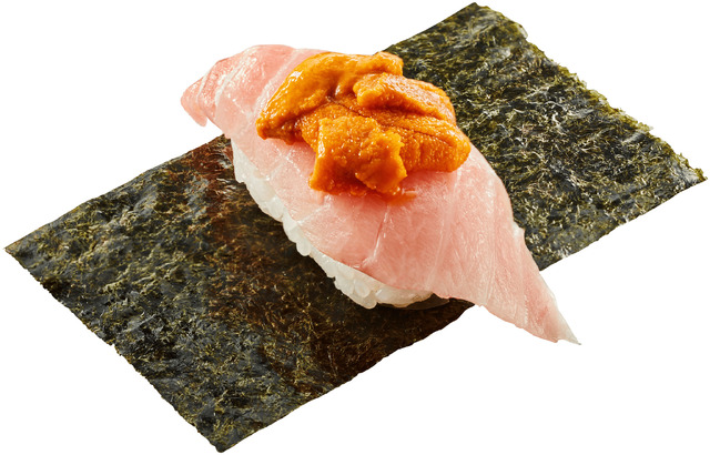 『みなみ鮪大とろ 贅沢うに重ね包み』（税込390円）