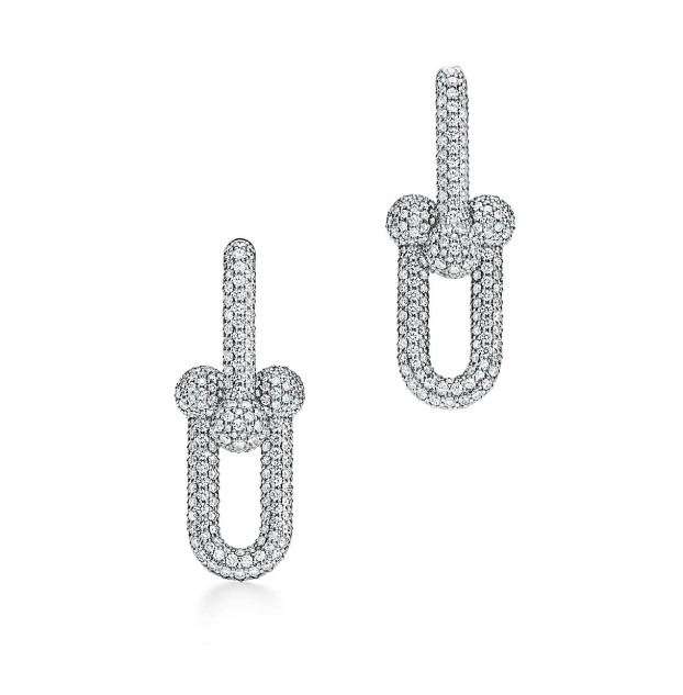 TIffany HardWear Large Link Earrings in White Gold with Diamonds