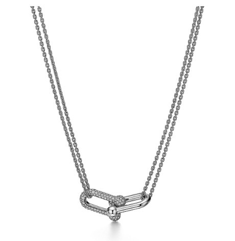 Tiffany HardWear Large Double Link Pendant in White Gold with Pave Diamonds