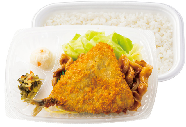 おかずたっぷり    アジフライ＆しょうが焼き弁当    670円～
