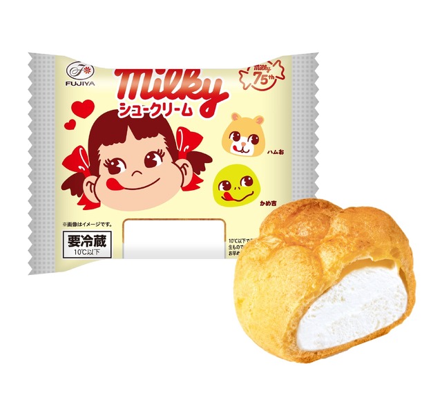 「milky75thミルキーシュークリーム」108円（税込）