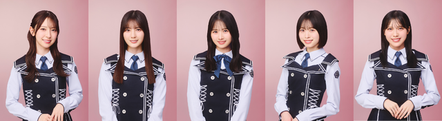 （左から）金村 美玖・小坂 菜緒・上村 ひなの・高橋 未来虹・森本 茉莉