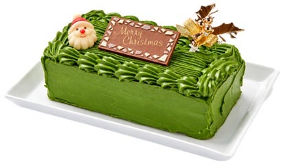 長方形の抹茶クリスマスケーキ