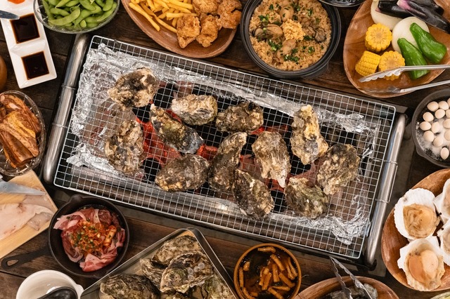 牡蠣とBBQ料理