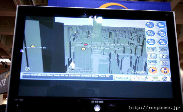 　ITS世界会議のフォルクスワーゲンブースでは、GoogleとnVIDIAと共同開発した3Dカーナビゲーションが参考出展されていた。