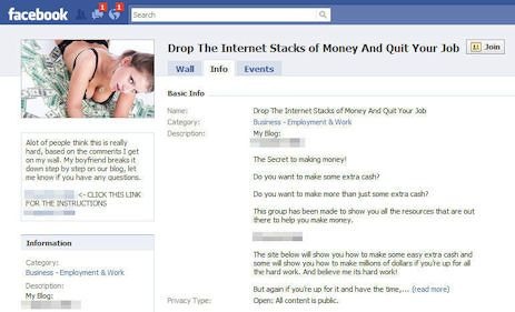 Facebookで新商売を紹介するグループ