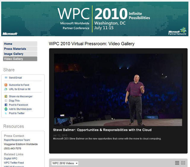 WPC 2010の特設サイトにはビデオがアップされている