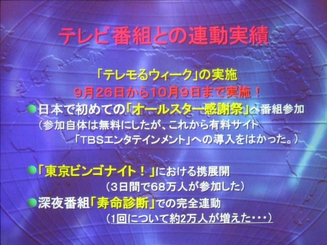 モバイルコンテンツとテレビ番組との連動実績