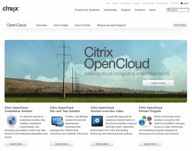 「Citrix OpenCloudプラットフォーム」紹介サイト（画像）