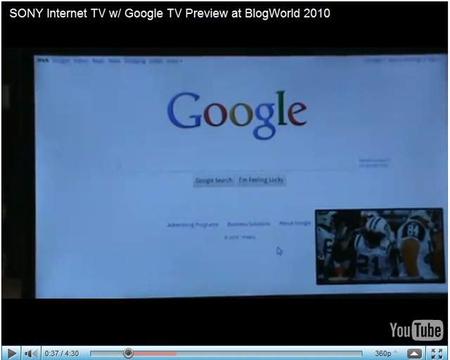 GoogleTVを内蔵したインターネットTVのデモ動画